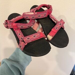 Teva Kids' Striped Pink and Black Sandals Y1